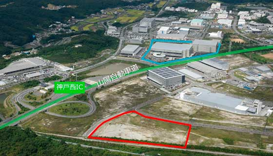 ▲「プロロジスパーク神戸4」(写真下部赤の囲み)、「プロロジスパーク神戸」「プロロジスパーク神戸2」「プロロジスパーク神戸3」敷地